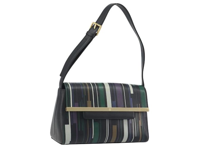 Borsa a tracolla GIVENCHY in pelle nera e oro Auth BA14796A Nero