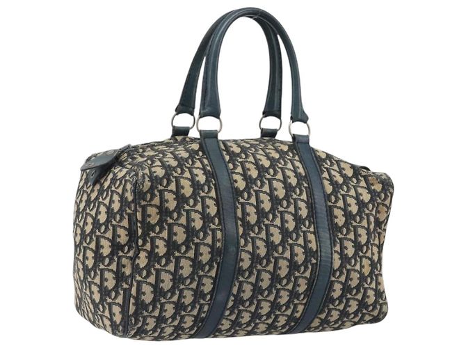 Borsa a mano Christian Dior Trotter Canvas Navy Silver Auth BA14770 Argento Blu navy