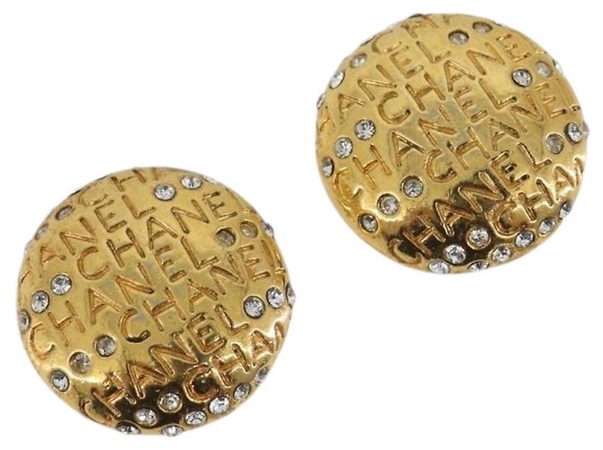Orecchini CHANEL Metallo Tono Oro CC Auth 198843