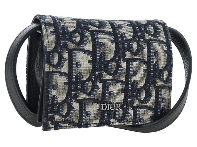 Borsetta a spalla Christian Dior Trotter Canvas Navy Silver Auth 195520V Argento Blu navy