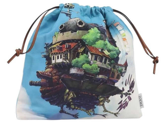 LOEWE Studio Ghibli Howl's Moving Castle Pouch Nylon Blue Auth 167497M