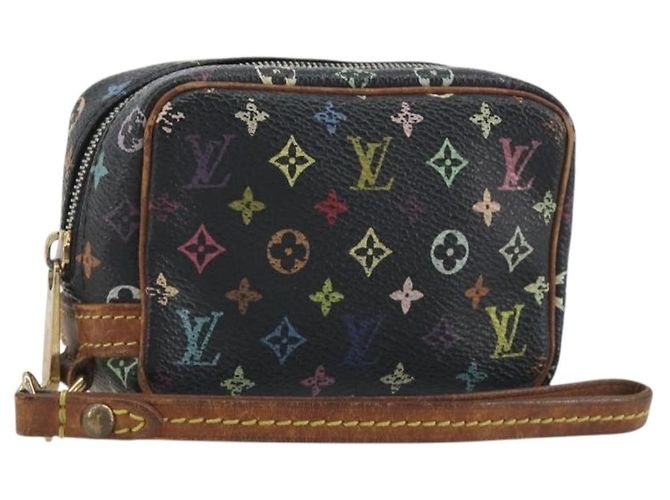 LOUIS VUITTON Monogram Multicolor Trousse Wapity Pouch Black M58034 Auth BA14908 Nero