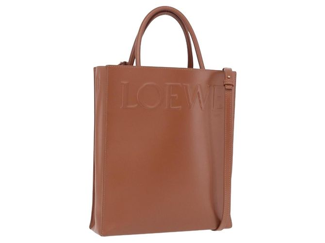 Bolsa LOEWE Standard A4 em couro 2way Marrom Gold Auth 196677A Dourado