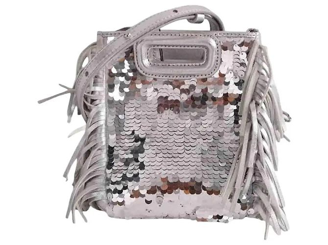 Bolsa de ombro Maje em couro prateado Prata