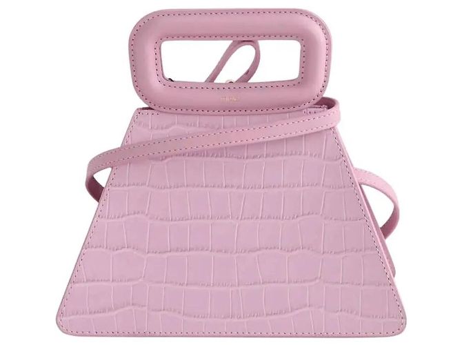 Mala de ombro Maje em couro rosa