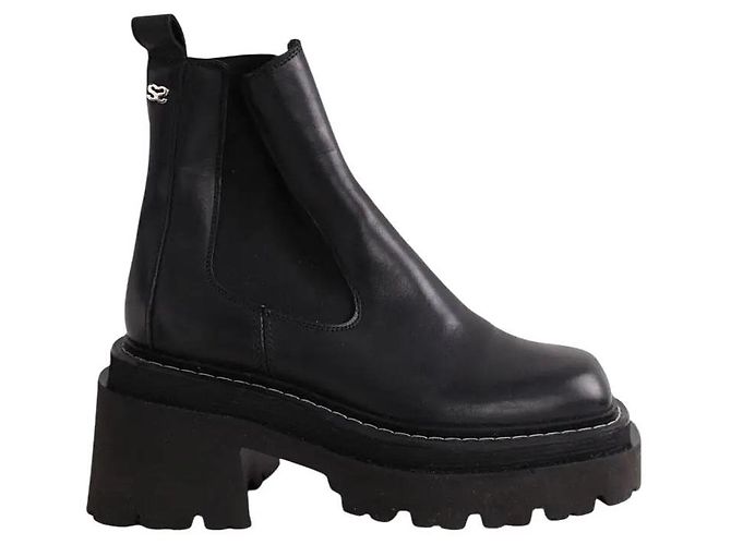 Sandro Black Leather Ankle Boots Size 36