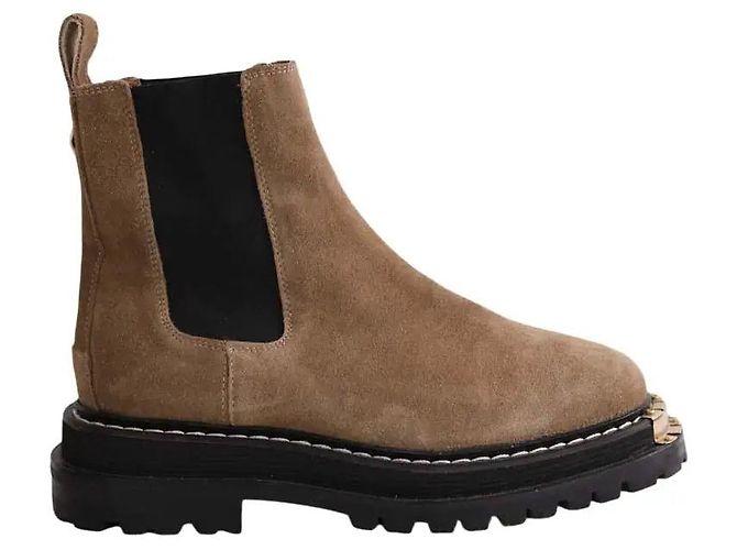 Sandro Biker-Boots aus Wildleder beige