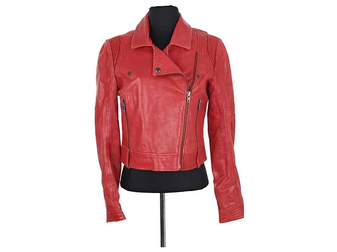 Sandro Red Leather Jacket