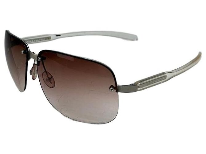 Vintage Prada Metal Frame Sunglasses Brown Gradient Silver