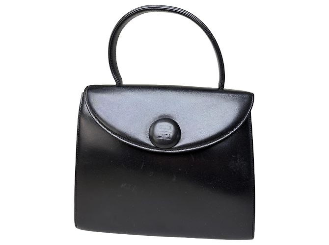 Vintage Givenchy Structured Leather Bag Black Gold