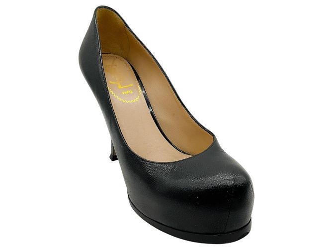 Saint Laurent Tribute Plateau-Pumps aus schwarzem Leder