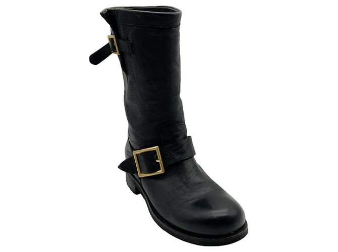 Botas Moto de Piel Negra Jimmy Choo Negro