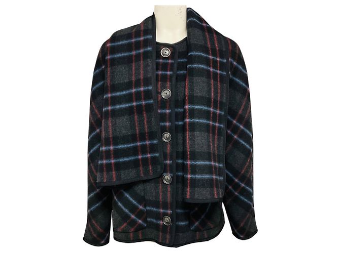 Casaco Veronica Beard Black Multi Martine Dickey com cachecol Multicor