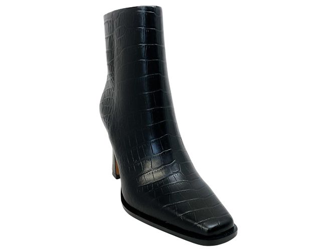 Designers Remix Lana Wilkinson Black Croc Embossed Leather Sam Boots