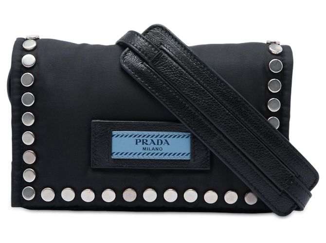 Borsa a tracolla Prada Tessuto Etiquette nera Nero