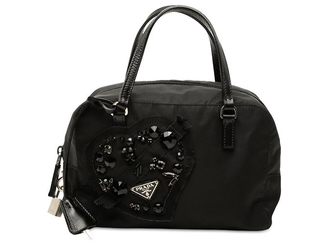 Borsa da sera Prada Tessuto Heart Nera Nero