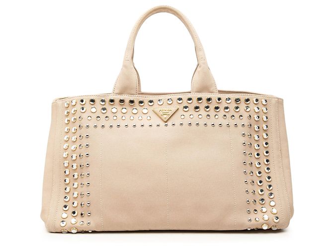Borsa Prada Large Canvas Canapa Bijoux Beige