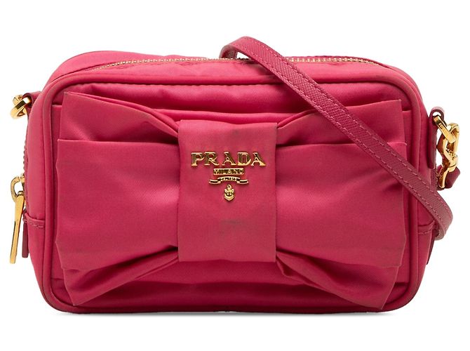Bow Bolso Camera Prada Tessuto Fiocco Rosa