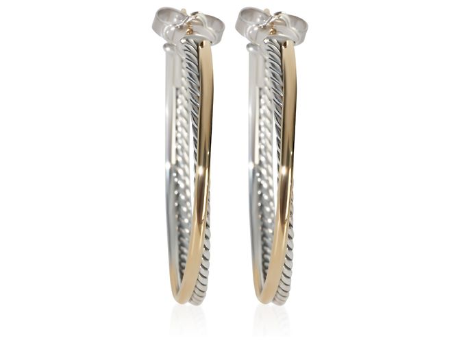 Orecchini a cerchio Crossover David Yurman in oro giallo e argento sterling