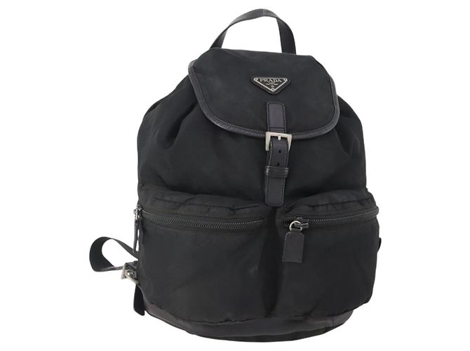 PRADA Backpack Nylon Black Silver