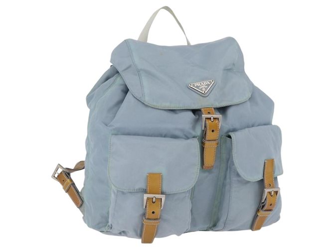 PRADA Backpack Nylon Light Blue Silver