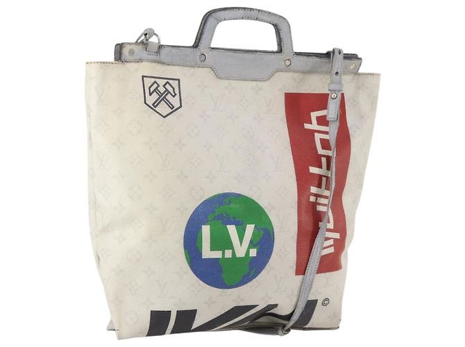 LOUIS VUITTON White Flat Vertical Toe Bag 2way Multicolor M44627 LV