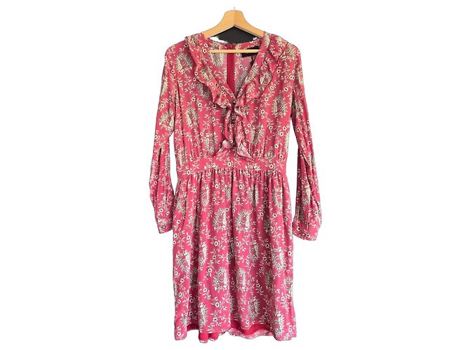 The Kooples Vestido largo con estampado floral Rosa Multicolor