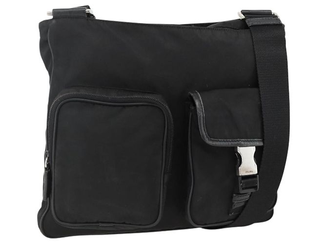 PRADA Shoulder Bag Nylon Black Silver