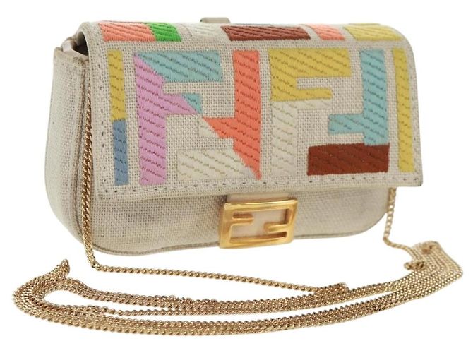 FENDI Zucca Canvas Micro Bucket Charm Multicolor Gold