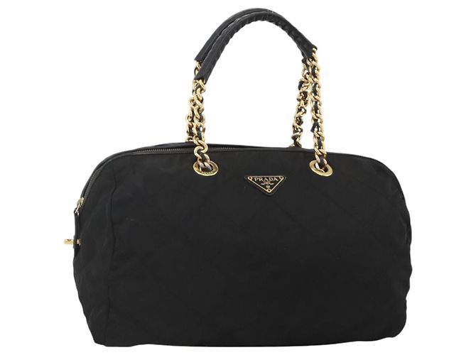 PRADA Boston Bag Nylon Black Gold