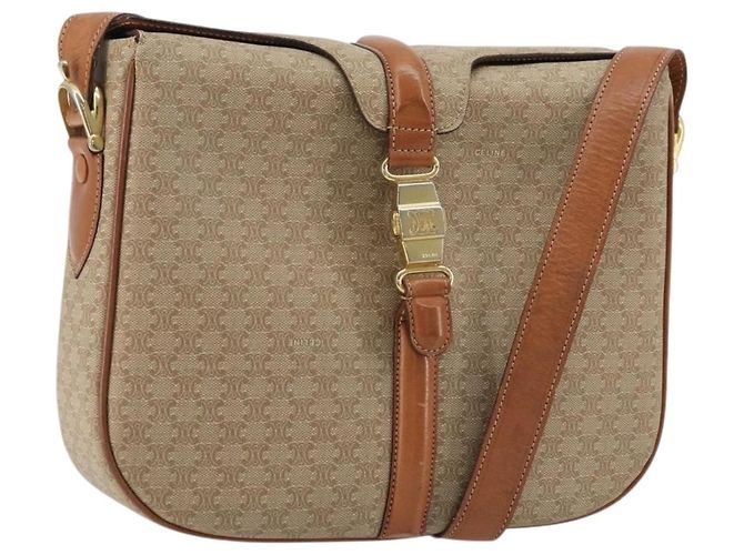 Céline CELINE Macadam Canvas Shoulder Bag PVC Beige Gold