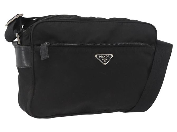 PRADA Shoulder Bag Nylon Black Silver
