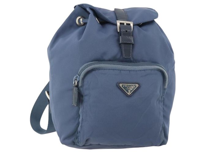 PRADA Backpack Nylon Light Blue Silver
