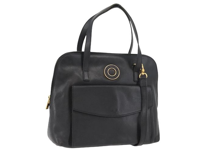 Céline CELINE Circle Hand Bag Leather 2way Black Gold