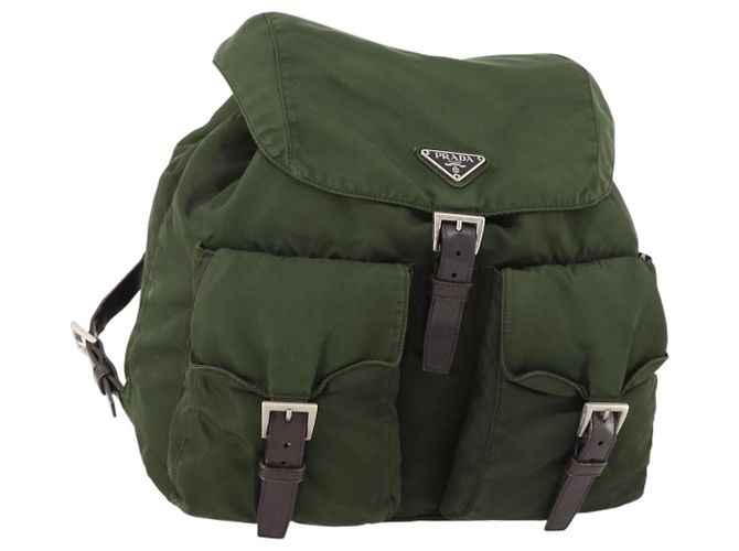PRADA Backpack Nylon Green Silver