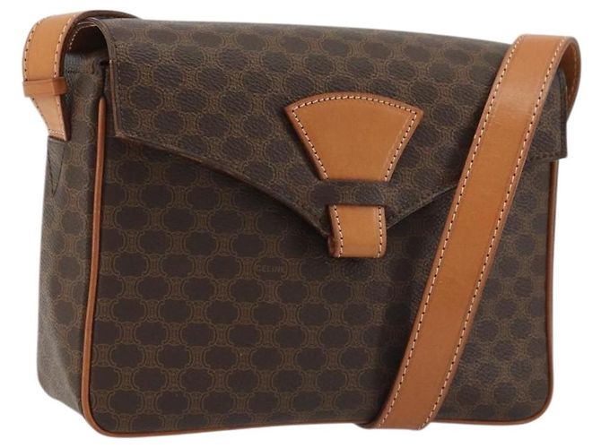 Céline CELINE Macadam Canvas Shoulder Bag PVC Leather Brown Gold