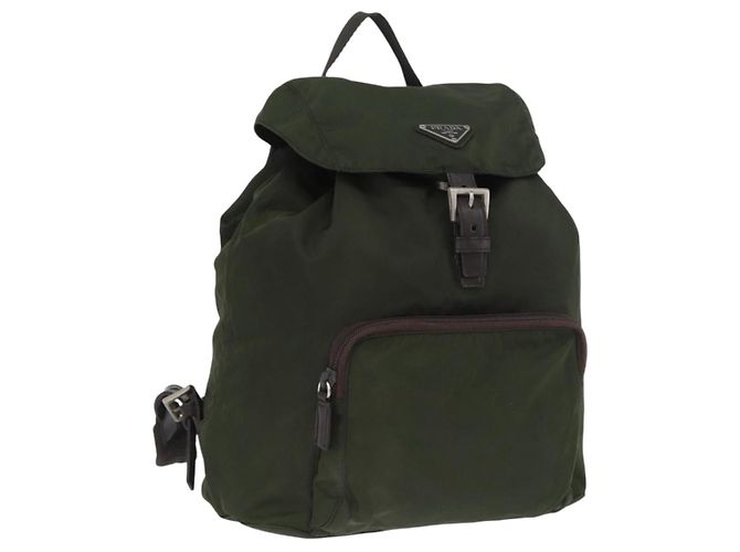 PRADA Backpack Nylon Khaki Silver
