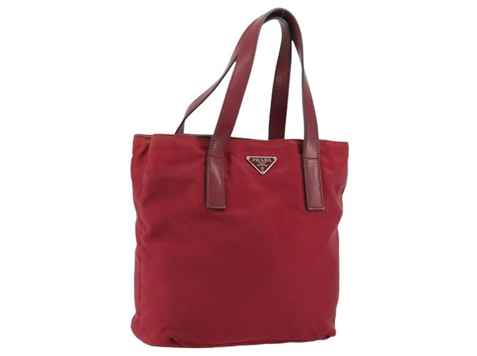 PRADA Handtasche Nylon Rot Silber