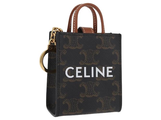Céline CELINE Triomphe Canvas Micro Vertical Cabas Charm PVC Brown Gold