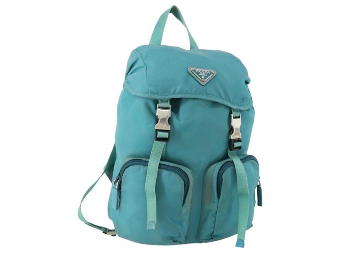 PRADA Backpack Nylon Light Blue Silver
