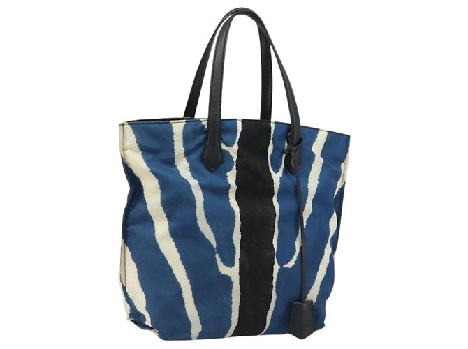 FENDI Tote Bag Nylon Blue Silver