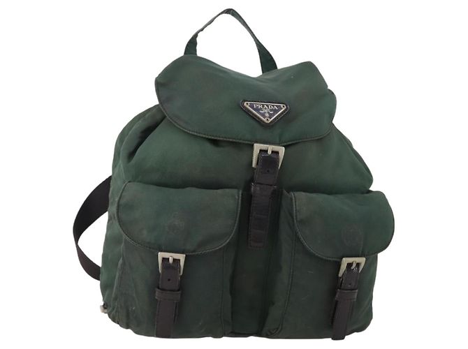 PRADA Backpack Nylon Green Silver