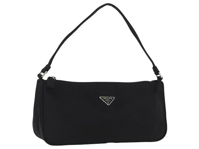 PRADA Accessory Pouch Nylon Black Silver