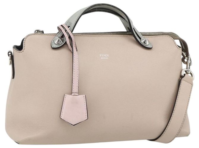 FENDI By The Way Shoulder Bag Leather 2way Beige Silver