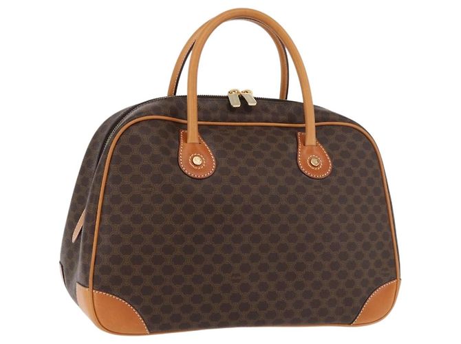 Céline CELINE Macadam Canvas Hand Bag PVC Leather Brown Gold