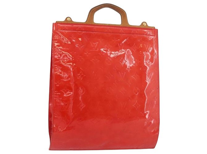 LOUIS VUITTON Monogram Vernis Stanton Tote Bag Red M91078 LV