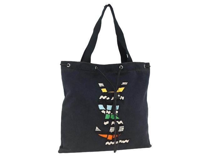 SAINT LAURENT Kahala Tote Bag Canvas Navy