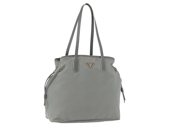 PRADA Tote Bag Nylon Gray Gold