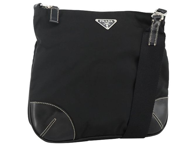 PRADA Shoulder Bag Nylon Black Silver
