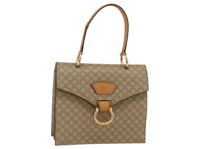 Céline CELINE Macadam Canvas Hand Bag PVC Beige Gold